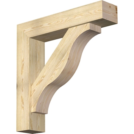 Ekena Millwork Funston Block Rough Sawn Bracket w/ Offset Brace, Douglas Fir, 8"W x 38"D x 38"H BKT0806X38X38FST05RDF